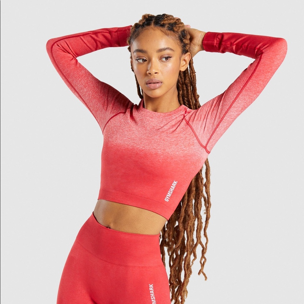 GYMSHARK ADAPT OMBRE SEAMLESS LONG SLEEVE CROP TOP